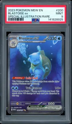 PSA 9 Mint Blastoise ex 200/165 Full Art SIR MEW En 151 Pokemon Card - Image 1