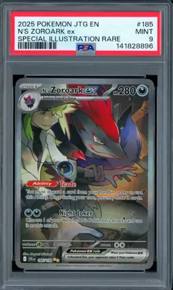 PSA 9 Mint N's Zoroark ex SIR 185/159 JTG En Journey Together Pokemon Card - Image 1