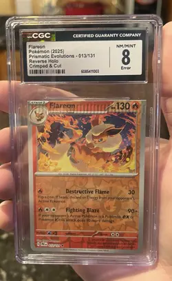 (Error) CGC 8 Flareon Prismatic Evolutions Reverse Error Crimped And Cut Card! - Image 1