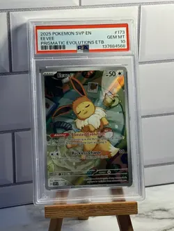 Full-Art Eevee Pokemon 2025 Prismatic Evolutions ETB Promo English #173 PSA 10 - Image 1