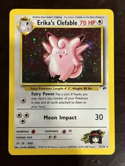 Pokemon Erika's Clefable Holo Rare Gym Heroes 3/132 70 HP 2000 Card - Image 1