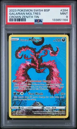 Galarian Moltres SWSH284 Holo Crown Zenith Tin Promo Art Pokemon TCG Card PSA 9 - Image 3