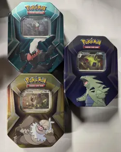 LOT OF 3 Pokemon TCG Triple Whammy Tin Set TYRANITAR SLAKING DARKRAI NEW SEALED! - Image 1