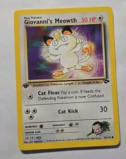 Vintage Pokemon Gym Challenge Giovanni's Meowth 1st Edition 74/132 NM - Image 1