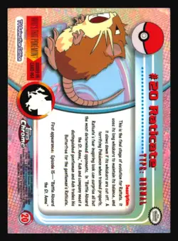Pokemon TCG Pokemon Raticate #20 Pokemon 2000 Topps Chrome - Image 2