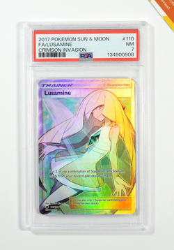 Pokemon PSA 7 Lusamina #110 Holo Full Art Crimson Invasion 2017 English - Image 1