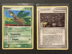 2 Pokemon Karten - Tropius 27 / Starkeamulett 92 / EX Deoxys deutsch - Image 1