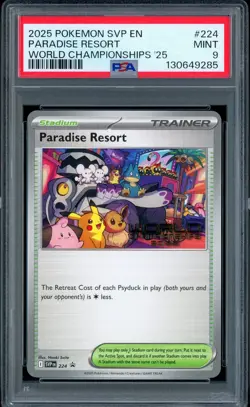 Pokemon PSA 9 2025 Paradise Resort SVP 224 World Championships Anaheim Promo - Image 1