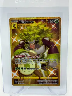 Pokemon Rillaboom Secret Rare Full Art Gold Holo Rebel Clash 197/192 - Image 1