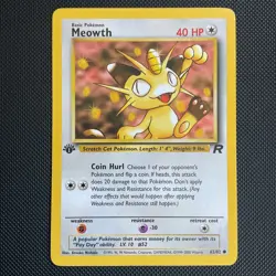 Pokemon TCG Meowth Team Rocket 62/82 Regular 1st Edition Common - Image 1