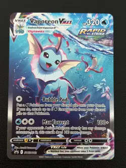Vaporeon VMAX SWSH182 Full Art Illustration Black Star Promo Pokemon TCG - NM - Image 1