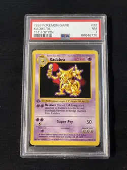 1999 POKEMON BASE SET 1ST EDITION #32 KADABRA PSA 7 - Image 1