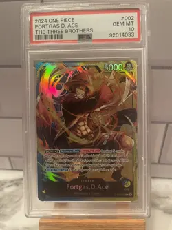 Portgas.D.Ace - ST13-002 - Leader - Foil - NM - English - One Piece - PSA 10 - Image 1