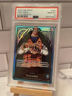 Crocodile Foil - ST03-001 - ERRATA - One Piece TCG - PSA 10 GEM MT - Image 1