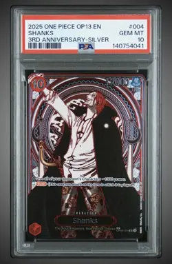 2025 ONE PIECE OP13-CARRYING ON HIS WILL 3RD ANV-SILVER OP09-004 SHANKS PSA 10 - Image 1