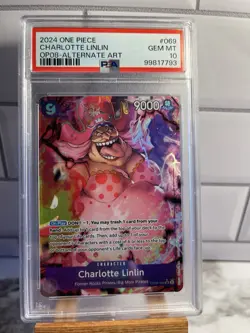 2024 ONE PIECE TWO LEGENDS ENGLISH CHARLOTTE LINLIN ALT ART OP08-069 PSA 10 - Image 1