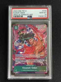 PSA 10 Kouzuki Oden OP02-030 SR Alt Art English One Piece Paramount War 2023 - Image 3