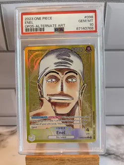 Enel PSA 10 Gem Mint Alternate Art Leader One Piece Card Game English OP05-098 - Image 1