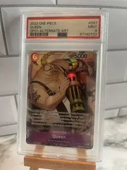 PSA 9 QUEEN Alt Art 2022 One Piece OP01-097 GEM MT Pre Errata English - Image 1
