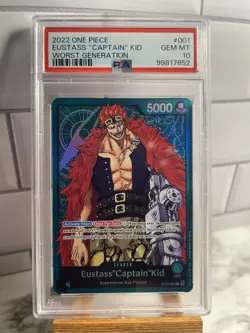 Eustass Captain Kid - ST02-001 - Leader- Foil - Eng- One Piece - PSA 10 - Image 1