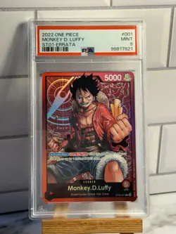 ONE PIECE Monkey D Luffy ST01-001 PSA 9 ERRATA - Image 1