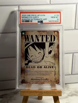 2025 One Piece OP13-118 Monkey.D.Luffy Wanted Poster Alt Art ENG PSA 10 #118 - Image 1