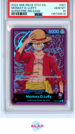 MONKEY D. LUFFY ONE PIECE ST01-001 2022 SUPER PRE-RELEASE - ENGLISH PSA 10 - Image 1