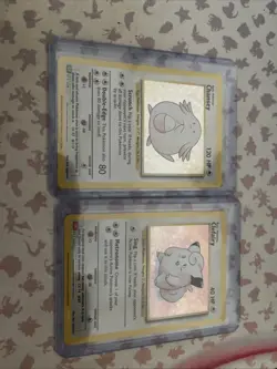 Clefairy And Chancy, Base Set Artwork, Official Pokemon Cards! Holographic! - Image 1