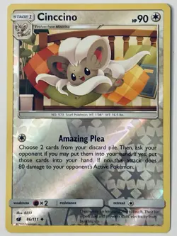 Cinccino 86/111 Crimson Invasion Reverse Holo Uncommon Pokemon Card NEAR MINT - Image 1