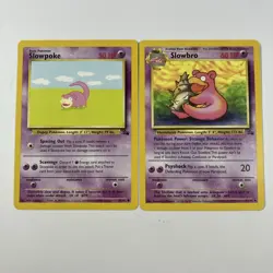 Pokemon TCG Slowpoke 55/62 & Slowbro 43/62 Fossil Set 2 Card Set A - Image 1