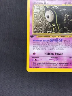 Pokemon Cards: Neo Discovery 1st Edition Rare: Unown A 33/75 - Image 5