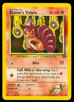 Pokemon BLAINE'S VULPIX 66/132 Gym Challenge - - Lightly Played - Image 1