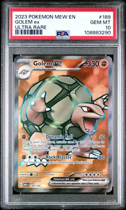 Pokemon 151 ENGLISH - GOLEM EX - ULTRA RARE FULL ART - 189/165 - PSA 10 - Image 1