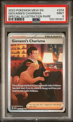 Pokemon 151 ENGLISH - GIOVANNI'S CHARISMA SPECIAL ILLUSTRATION RARE 204 - PSA 9 - Image 1