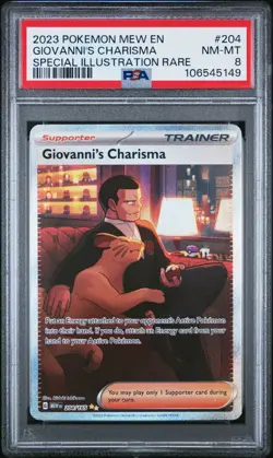Pokemon 151 ENGLISH - GIOVANNI'S CHARISMA SPECIAL ILLUSTRATION RARE 204 - PSA 8 - Image 1