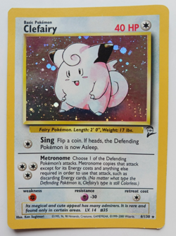 Clefairy Pokemon Card Holo WOTC Base Set 2 6/130 Rare Original 2000 Vintage LP - Image 1