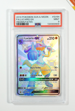 Pokemon PSA 9 Lucario GX #SV64 Full Art Sun & Moon Hidden Fates 2019 English - Image 1