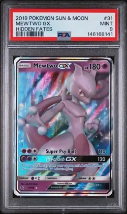 Mewtwo GX 31 Pokemon TCG 2019 Ultra Rare Holo Hidden Fates PSA 9 Mint - Image 1