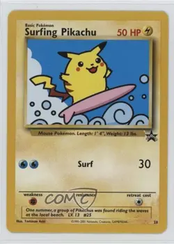 Surfing Pikachu Pokemon WOTC Black Star #28 1999 - Image 1