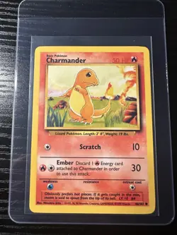 Charmander 46/102 Base Set Unlimited WOTC Vintage Pokemon - Image 1