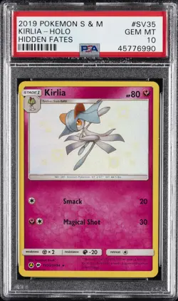 2019 POKEMON SUN & MOON HIDDEN FATES #SV35 KIRLIA-HOLO PSA 10 - Image 1