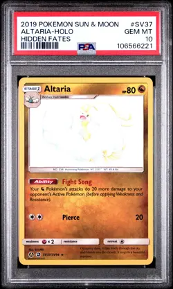 2019 POKEMON SUN & MOON HIDDEN FATES #SV37 ALTARIA-HOLO PSA 10 - Image 1