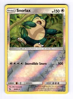 Snorlax Hidden Fates #50 (2019) Rare Reverse Holo NM Pokemon - Image 1