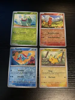 Pokemon 151 Costco Cosmo Foil Promo Set - Bulbasaur Charmander Squirtle Pikachu - Image 1