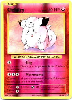 Pokemon Tcg Clefairy 63/108 Xy Evolutions Holo Rare Reverse Holo - Image 1