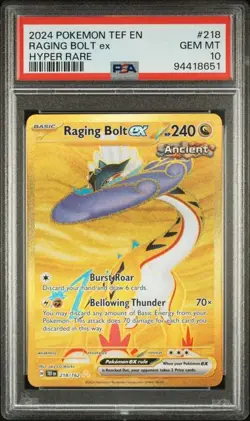 Pokemon Temporal Forces - RAGING BOLT EX - GOLD HYPER RARE - 218/162 - PSA 10 - Image 1