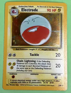 Pokemon TCG Electrode Jungle 2/64 Holo Unlimited Holo Rare NM Error No Symbol - Image 1