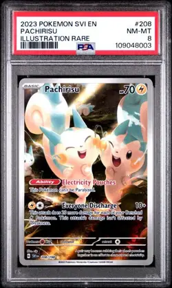Pokemon Scarlet and Violet PACHIRISU - ILLUSTRATION RARE - 208/198 - PSA 8 - Image 1