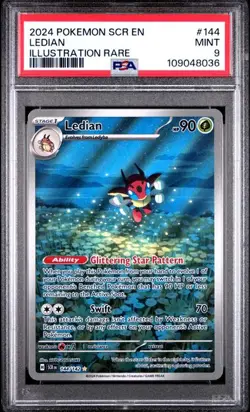 Pokemon Stellar Crown - LEDIAN - ILLUSTRATION RARE - 144/142 - PSA 9 - Image 1