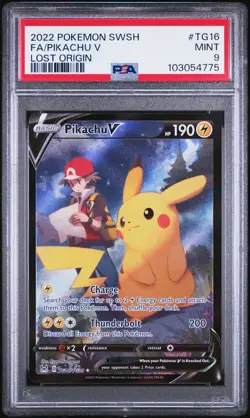 Pokemon Lost Origin - PIKACHU V - TRAINER GALLERY - TG16/TG30 - PSA 9 - Image 1